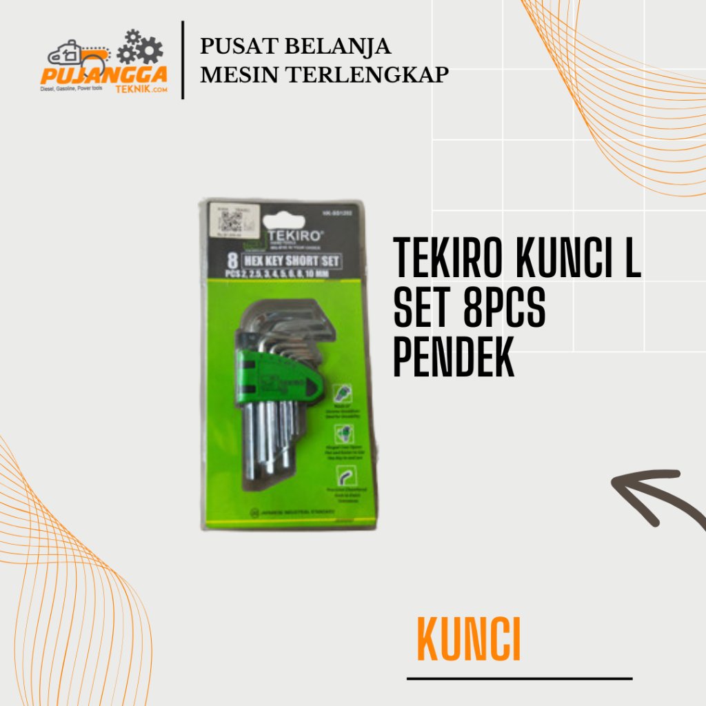 KUNCI L SET 8pcs PENDEK TEKIRO