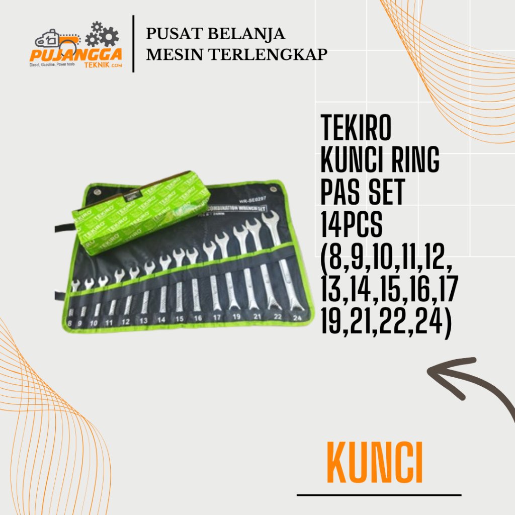 KUNCI RING PAS SET 14pcs TEKIRO (8,9,10,11,12,13,14,15,16,17,19,21,22,24)