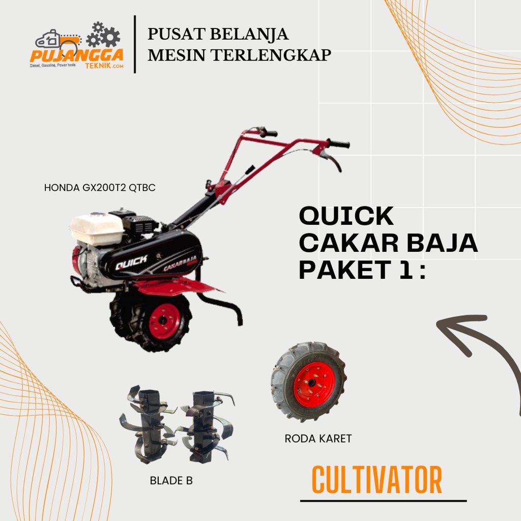 QUICK CAKAR BAJA + HONDA GX200T2 QTBC +BLADE B (PAKET 1)