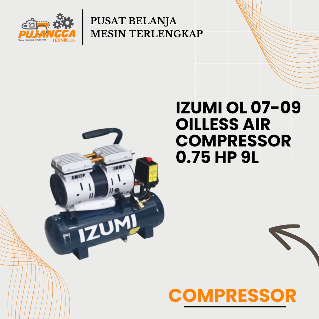 IZUMI OL 07-09 OILLESS AIR COMPRESSOR 0.75 HP 9L