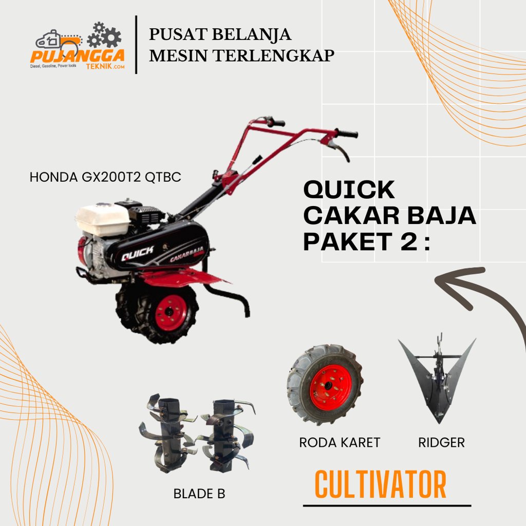 QUICK CAKAR BAJA + HONDA GX200T2 QTBC + BLADE B + RIDGER (PAKET 2)