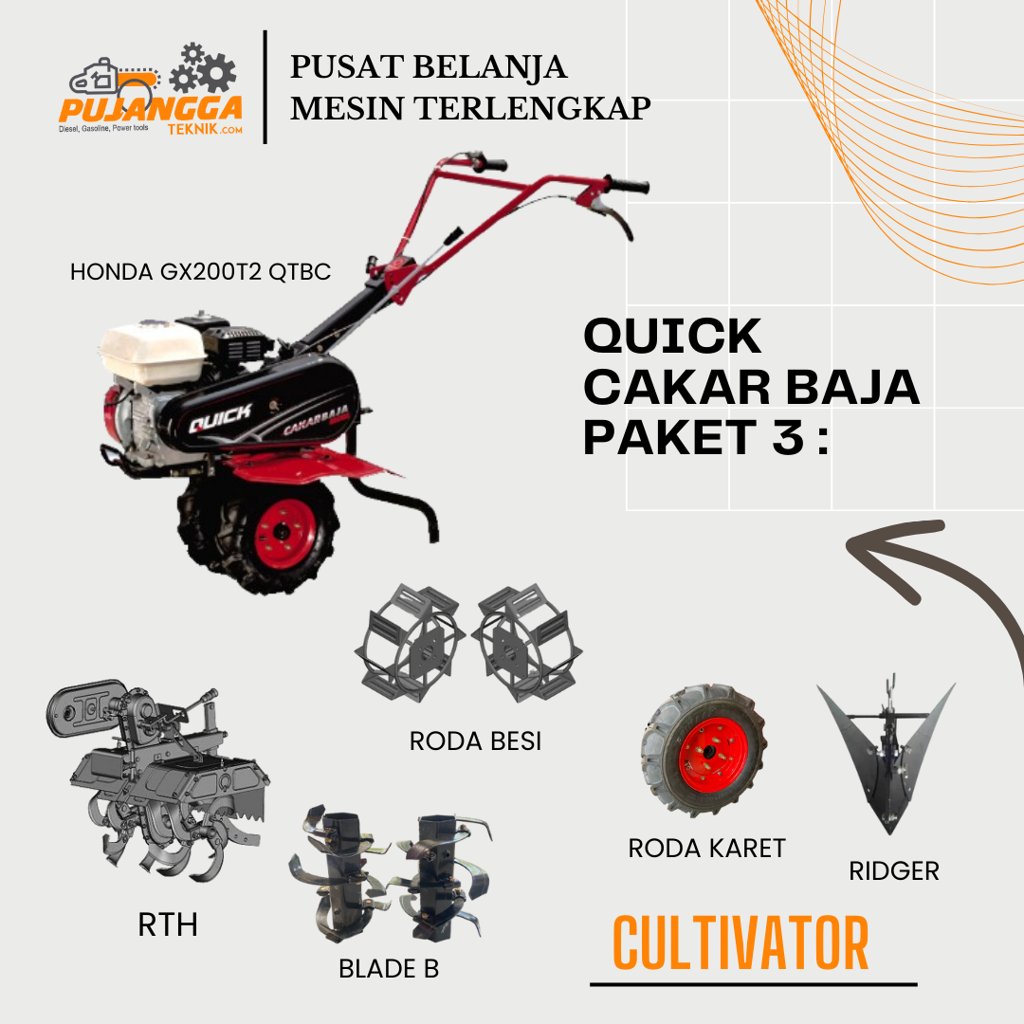 QUICK CAKAR BAJA + HONDA GX200T2 QTBC + BLADE B + RIDGER + RTH + CW370 (PAKET 3)